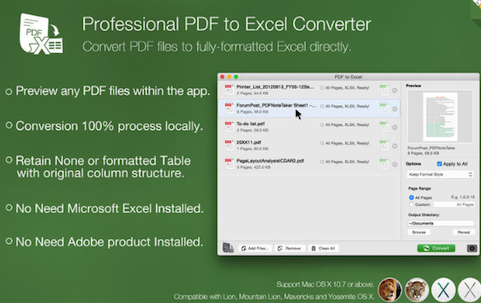 PDF to Excel for Mac截图