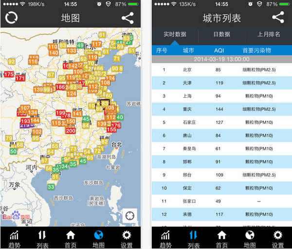 全国空气质量发布系统截图
