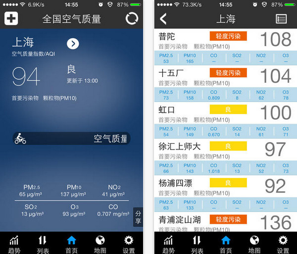 全国空气质量发布系统截图