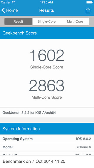 Geekbench 4截图